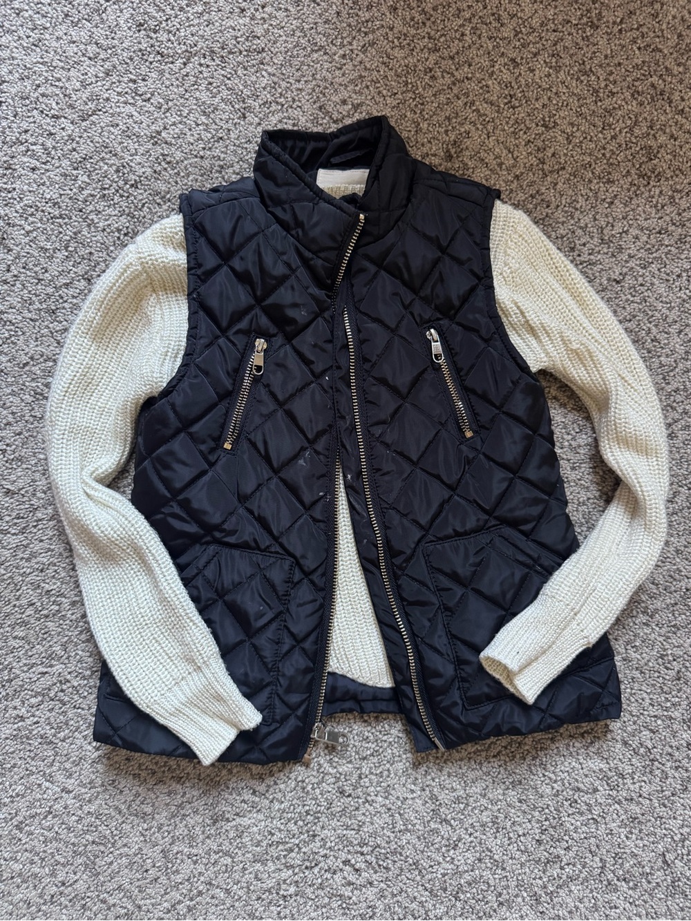 Copper Key Black Quilted Puffer Vest with Zipper Pockets
